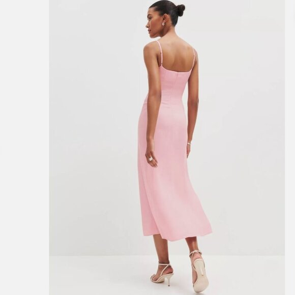 Reformation Liya Midi Dress in Babygirl Pink Size 6. - Picture 3 of 7